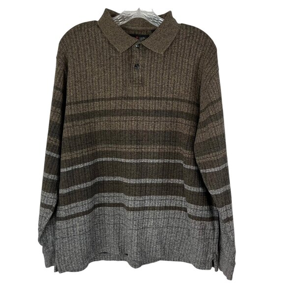 Pierre Cardin Mens Vintage Sweater Shirt Brown Ribbed Collar Size Large - Picture 1 of 7